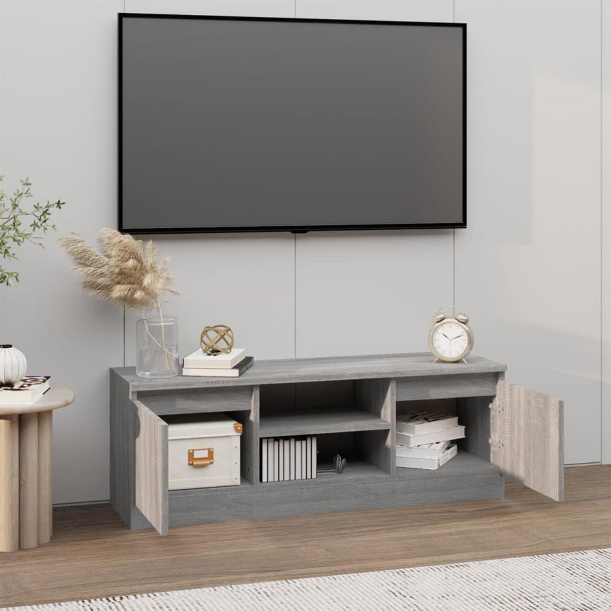 VIDAXL Meuble TV avec porte Sonoma gris 102x30x36 cm
