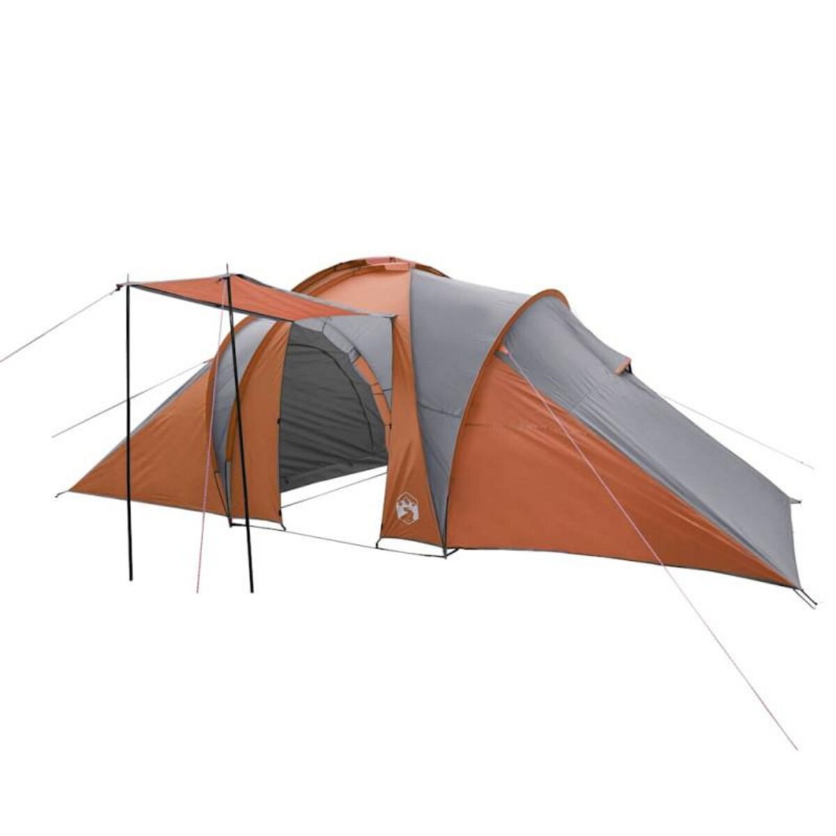 VIDAXL Tente familiale à dôme 6 personnes gris et orange imperméable