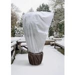 Nortene 2 Housses d'hivernage bi-matière englobant plante + pot avec zip , cordons de serrage - MaxiFleece - Blanc - Ø 1x 2 x 2,10m