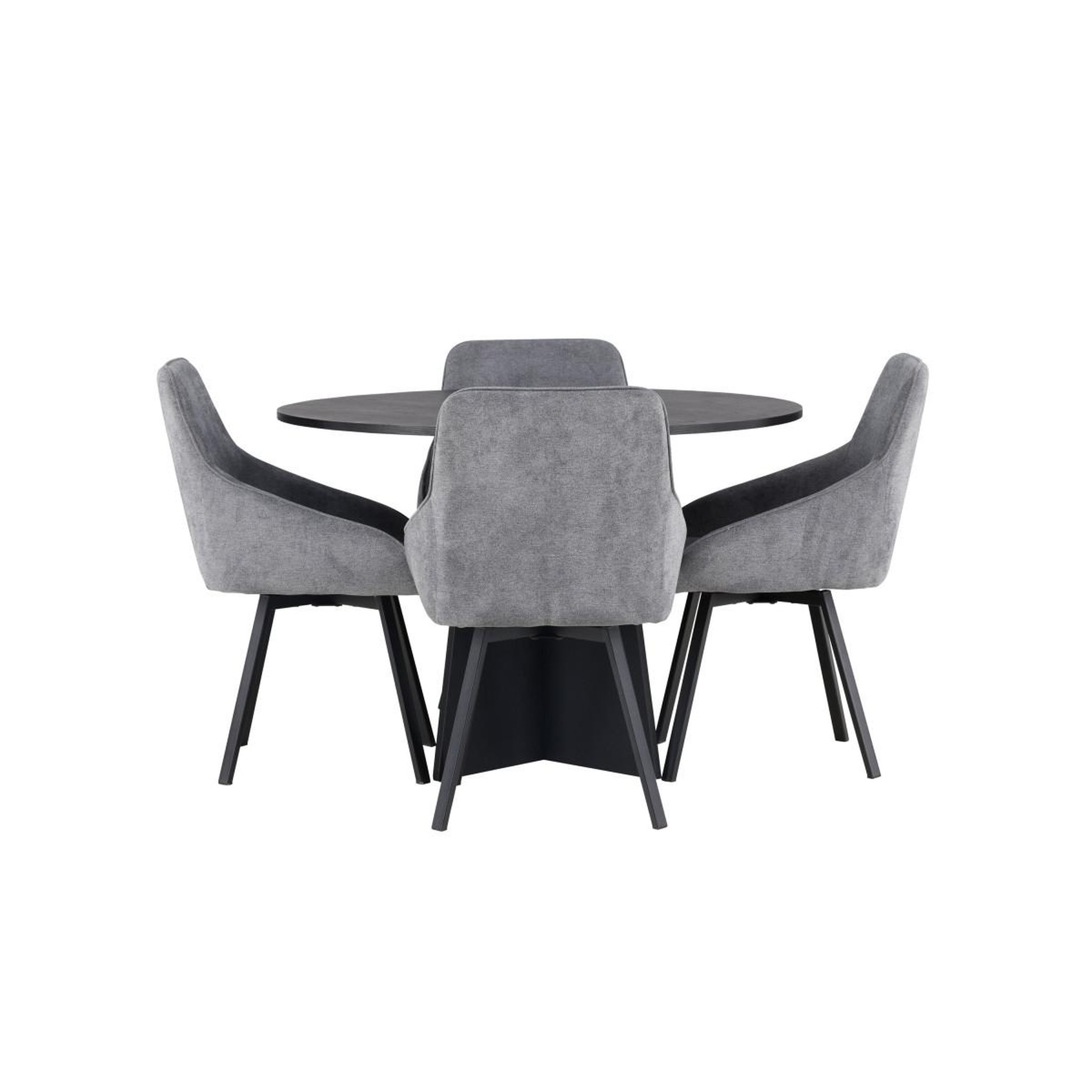 Voir la diapositive 2 : Paris Prix Ensemble table à manger & 4 chaises  bootcut & rosie  110cm gris & noir