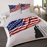Dourev Housse de couette 240x220 US FLAG + 2 taies 100% coton