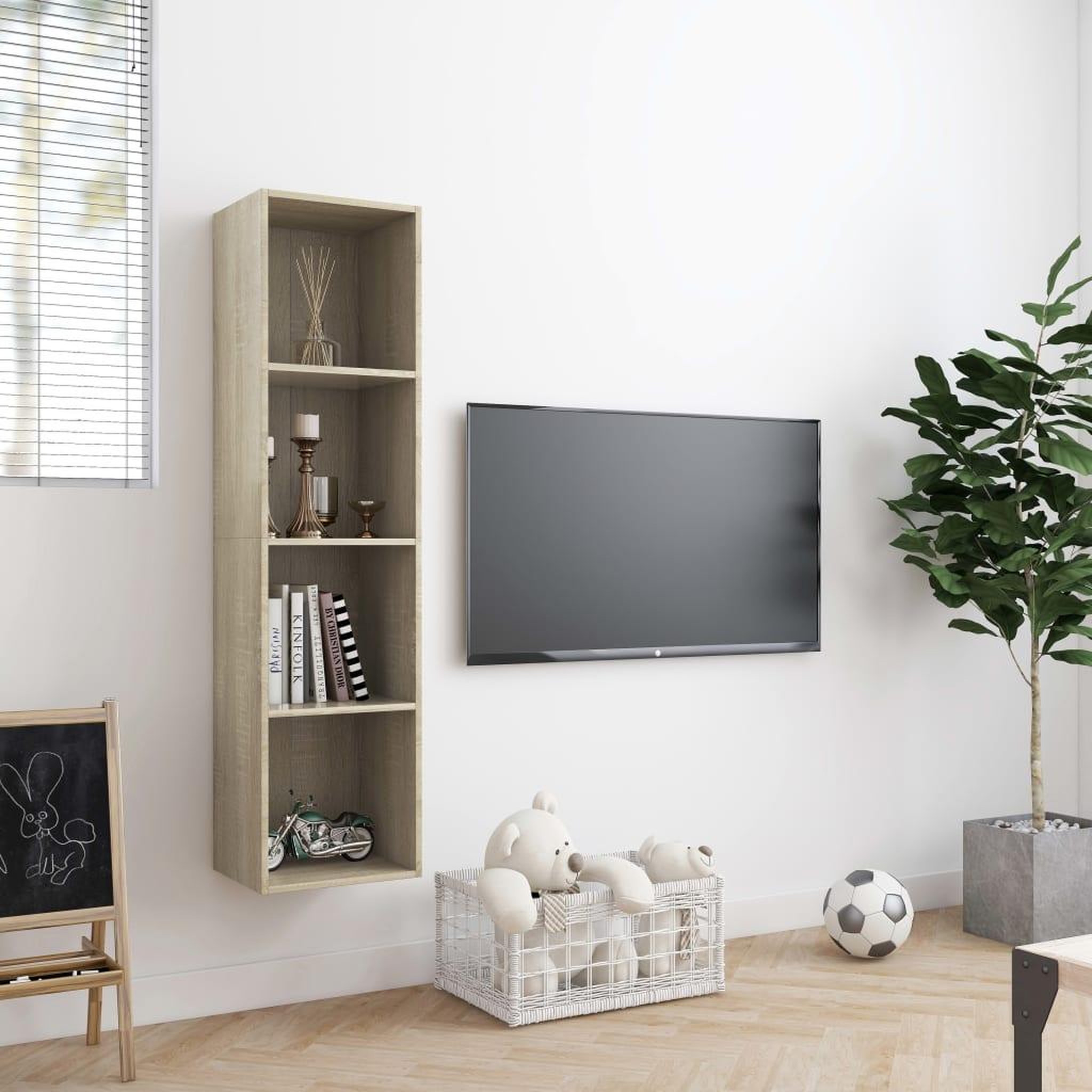 Voir la diapositive 3 : VIDAXL Bibliotheque/Meuble TV Chene sonoma 143x30x36 cm