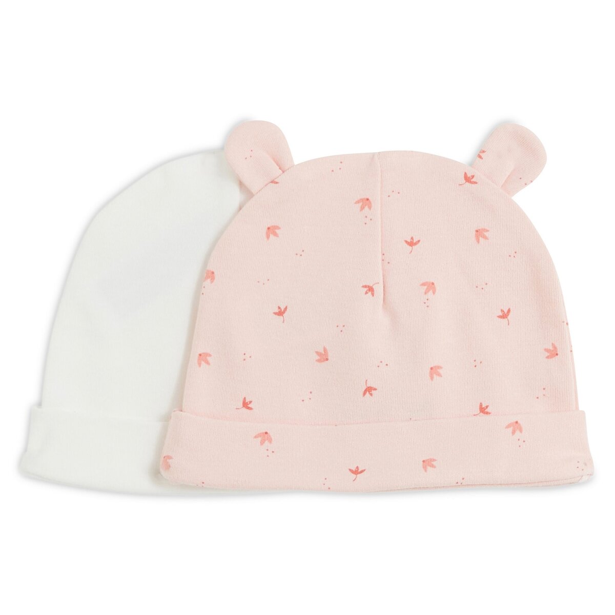 bonnets de naissance bebe fille en coton (lot de 2) blanc accessoires