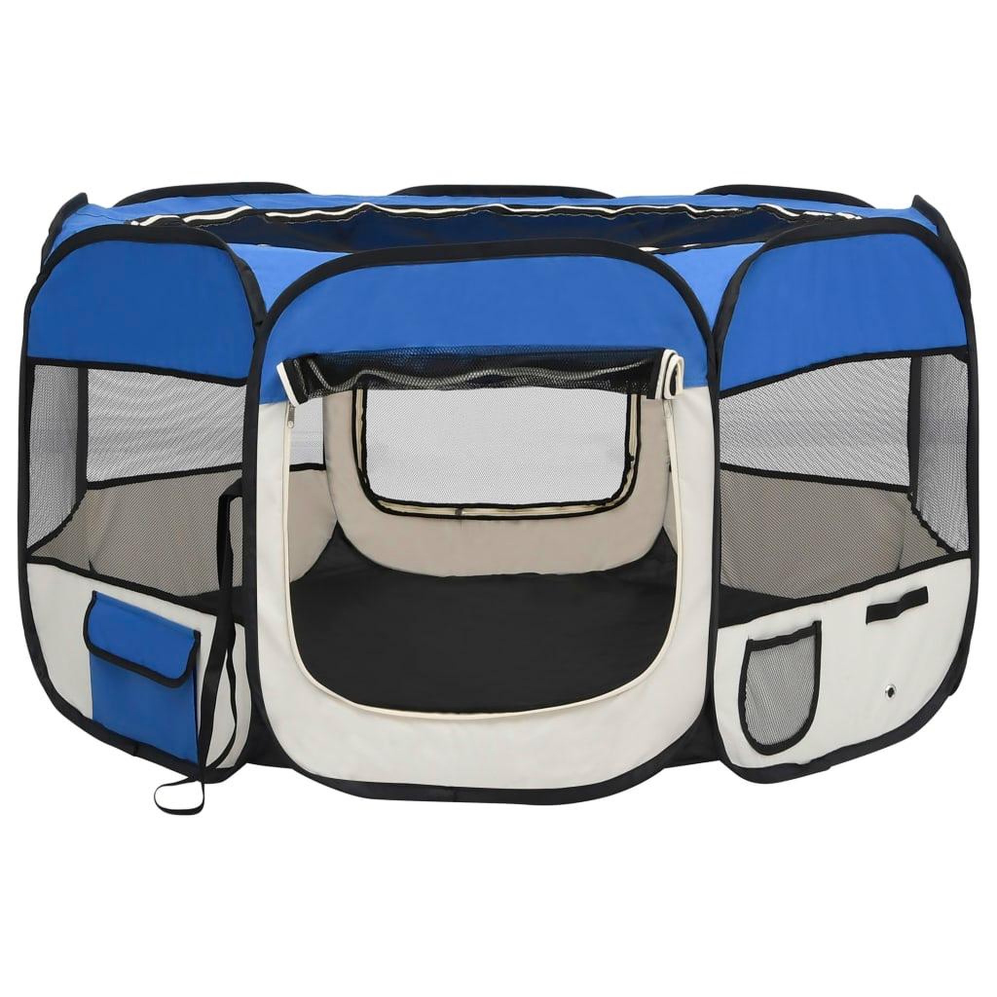 Voir la diapositive 3 : VIDAXL Parc pliable pour chien avec sac de transport Bleu 110x110x58cm