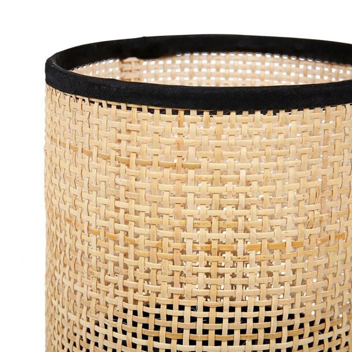 OSTARIA Lampe Typha base bois noir abat-jour rotin