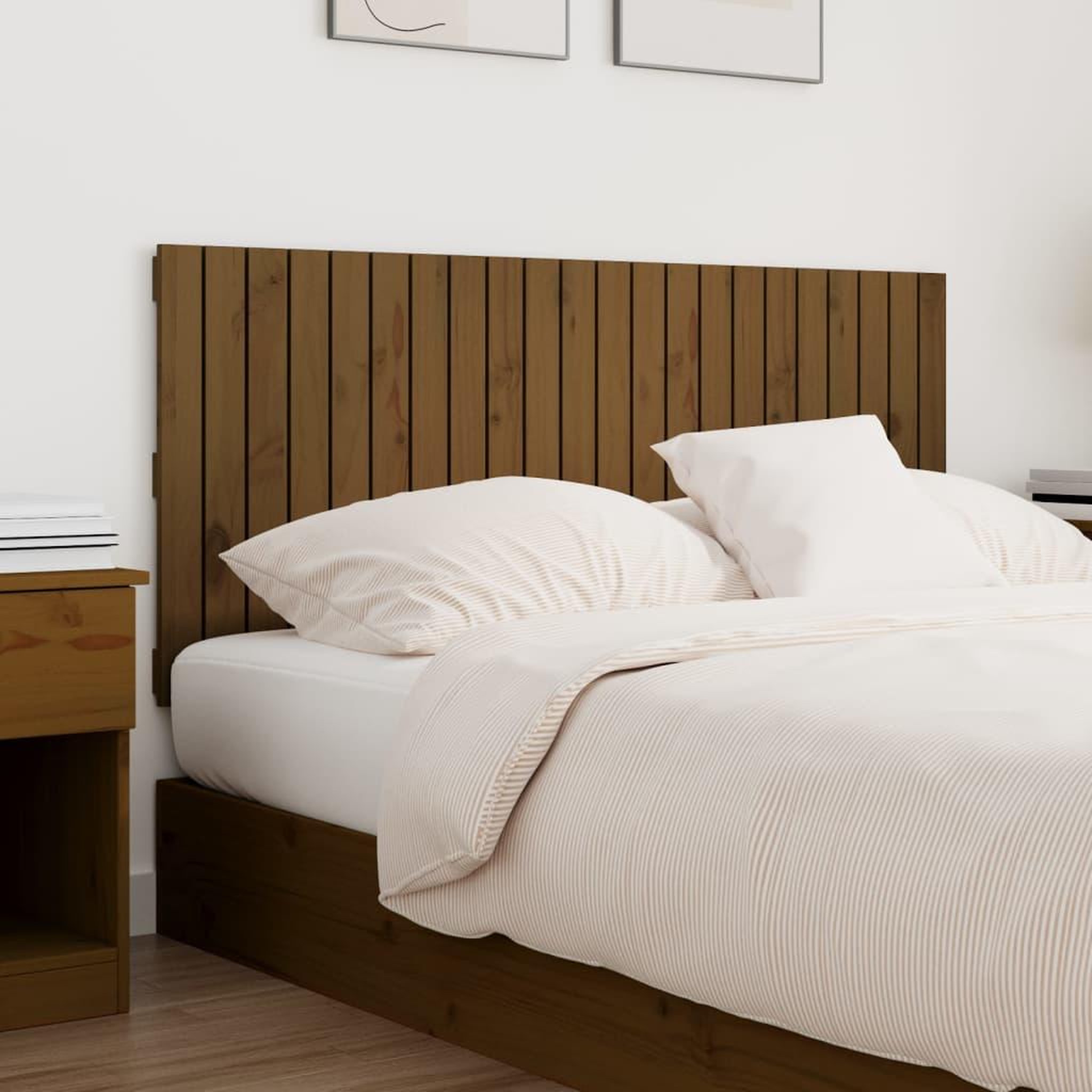 Voir la diapositive 3 : VIDAXL Tete de lit murale Marron miel 140x3x60 cm Bois massif de pin