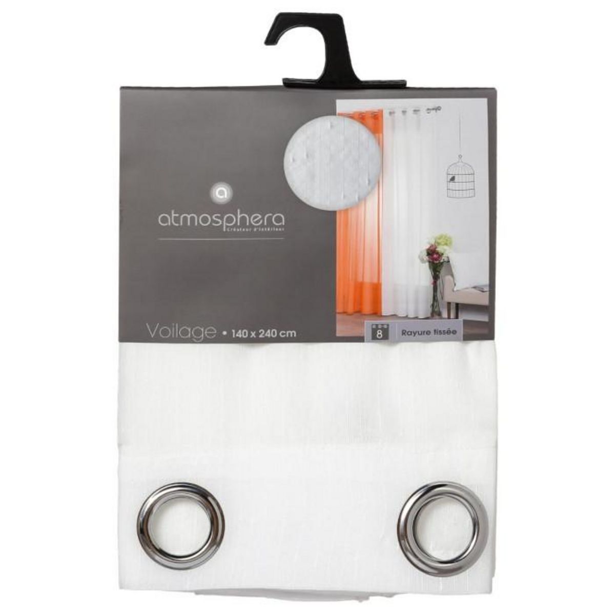 ATMOSPHERA Rideau Voilage  Rayure  140x240cm Ivoire