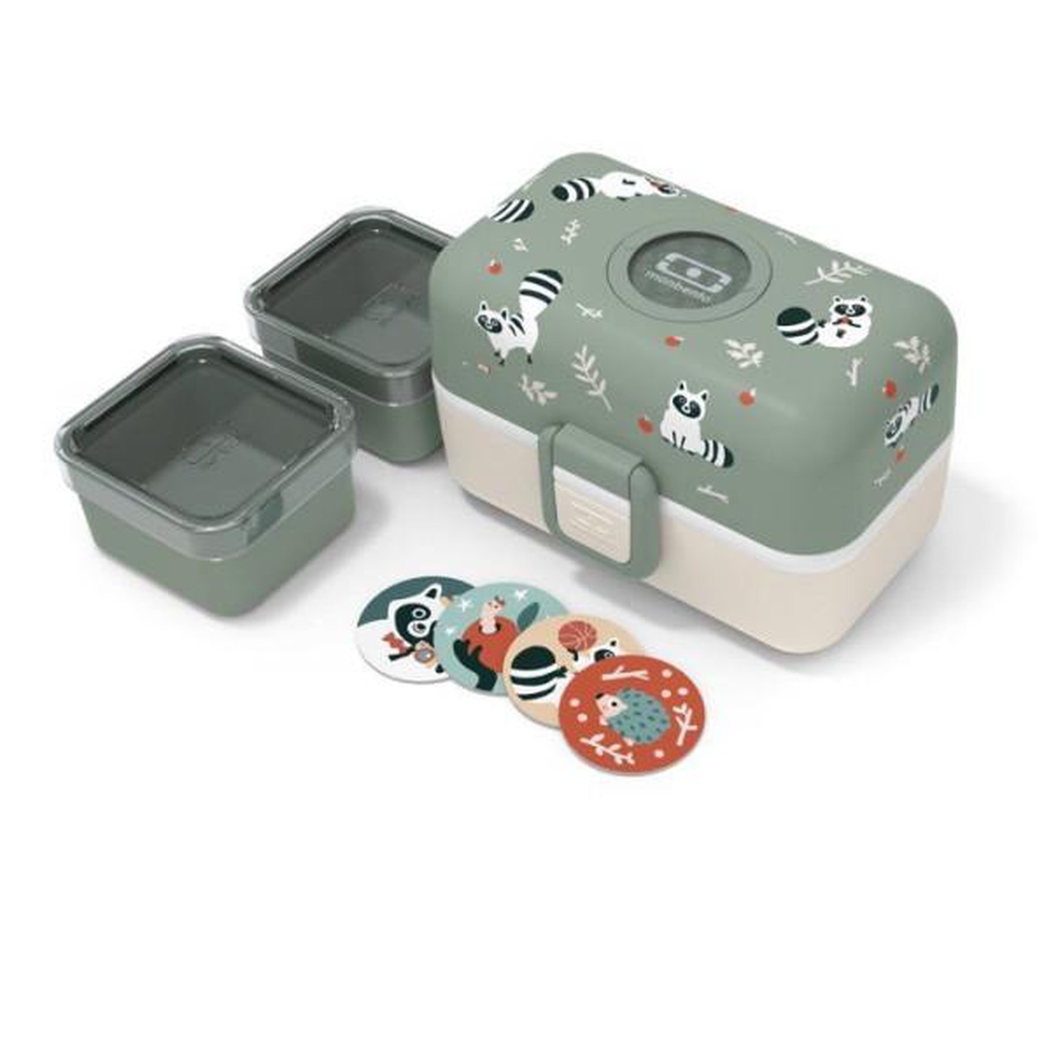 monbento Lunch Box Enfant - MONBENTO - 3 Compartiments - Sans BPA - MB Tresor Raccoon