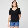 INEXTENSO T-shirt manches courtes col tunisien noir femme