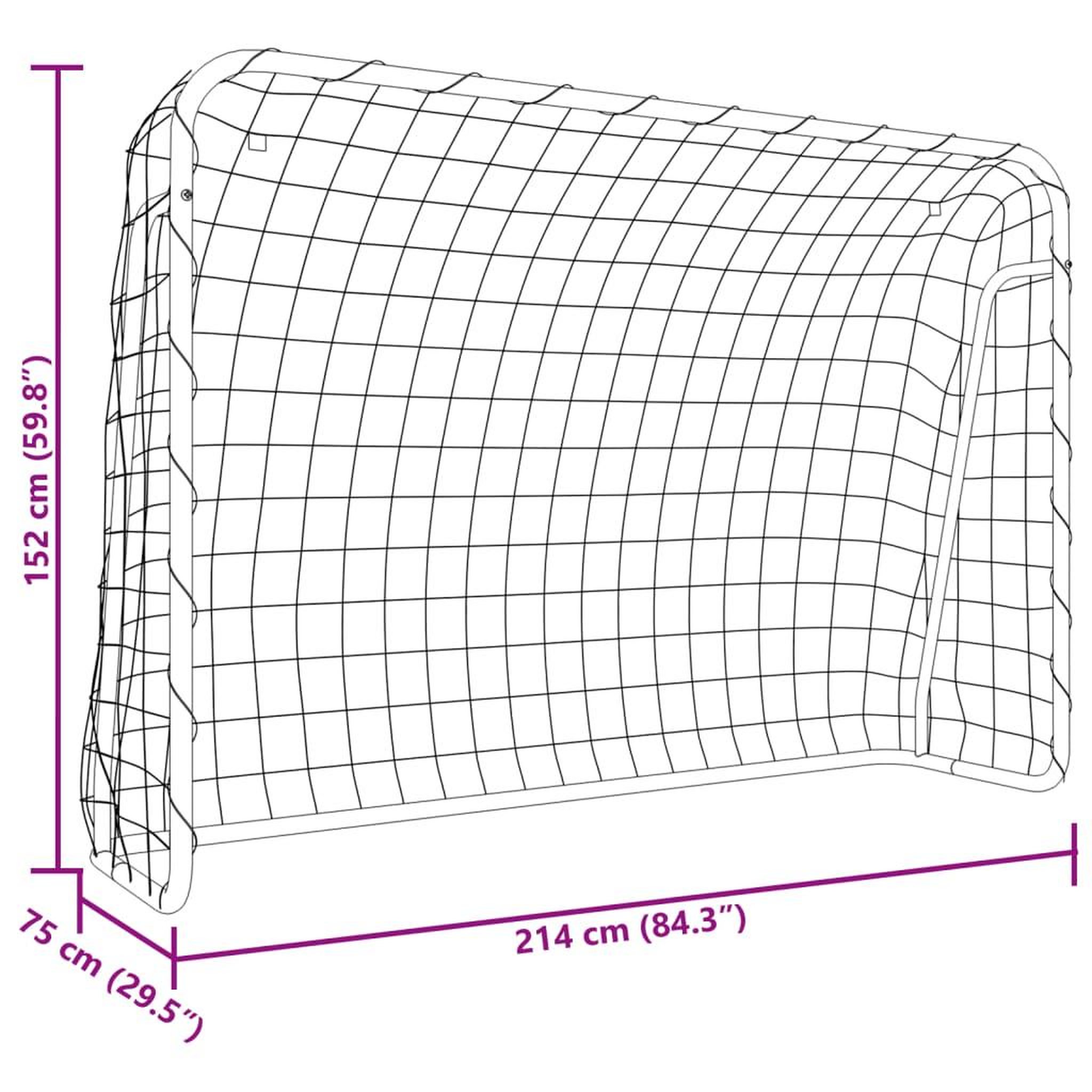 Voir la diapositive 6 : VIDAXL But de football et filet blanc 214x75x152 cm acier et polyester