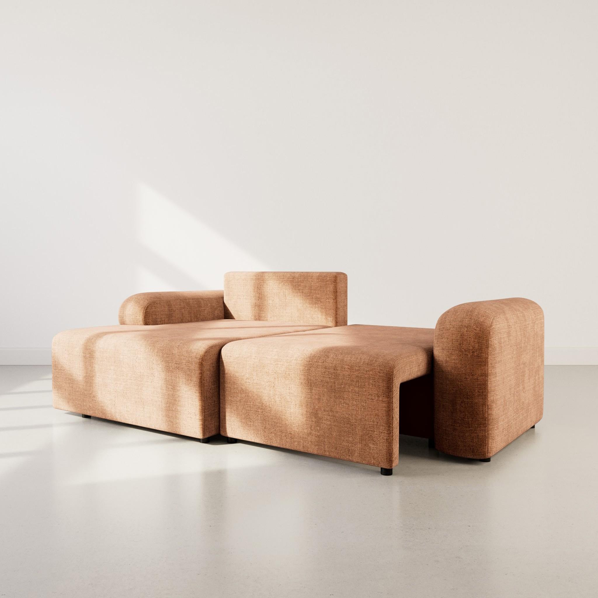 Voir la diapositive 2 : BEST MOBILIER Rebecca - canapé d'angle gauche 4 places convertible avec coffre en velours texturé