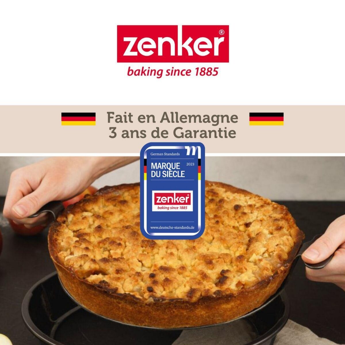 ZENKER Ensemble de 2 Moules à gâteau et quiches rond de 28 cm avec fond amovible Zenker Black Metallic