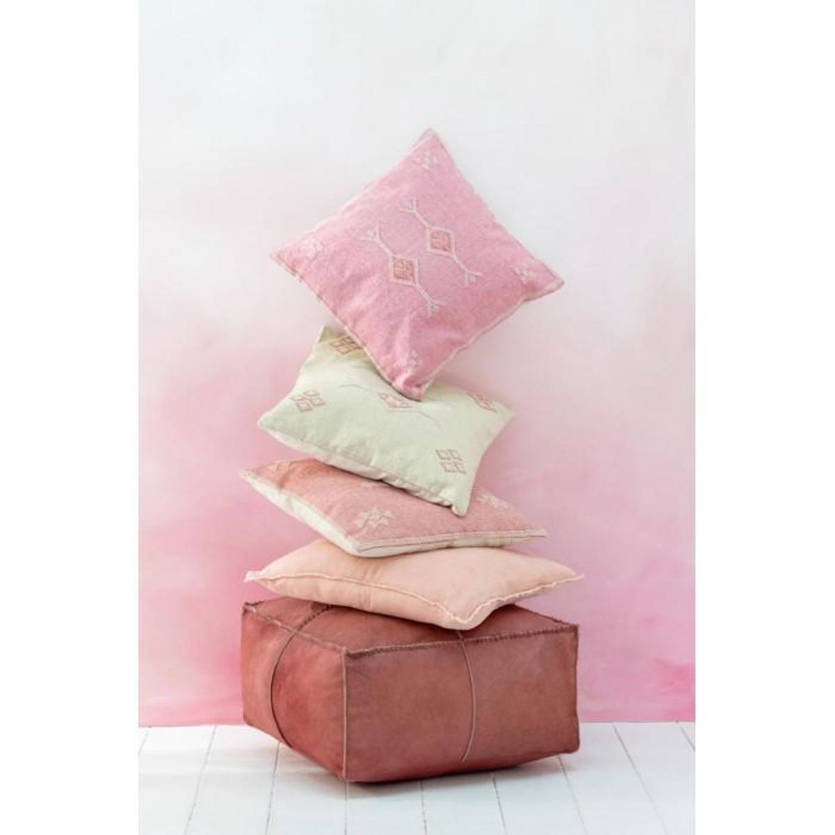Paris Prix Coussin Design  Diamants  45x45cm Pêche & Rose