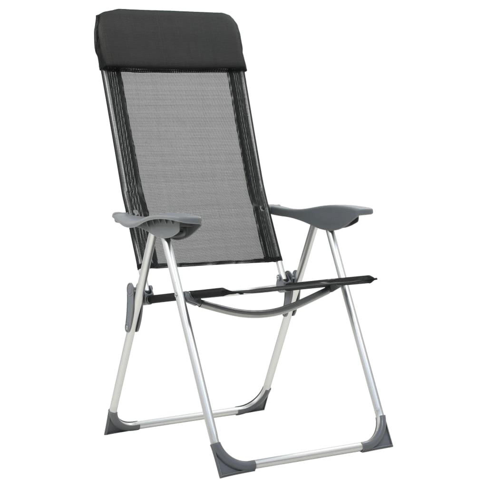 Voir la diapositive 4 : VIDAXL Chaises pliables de camping lot de 4 Noir Aluminium