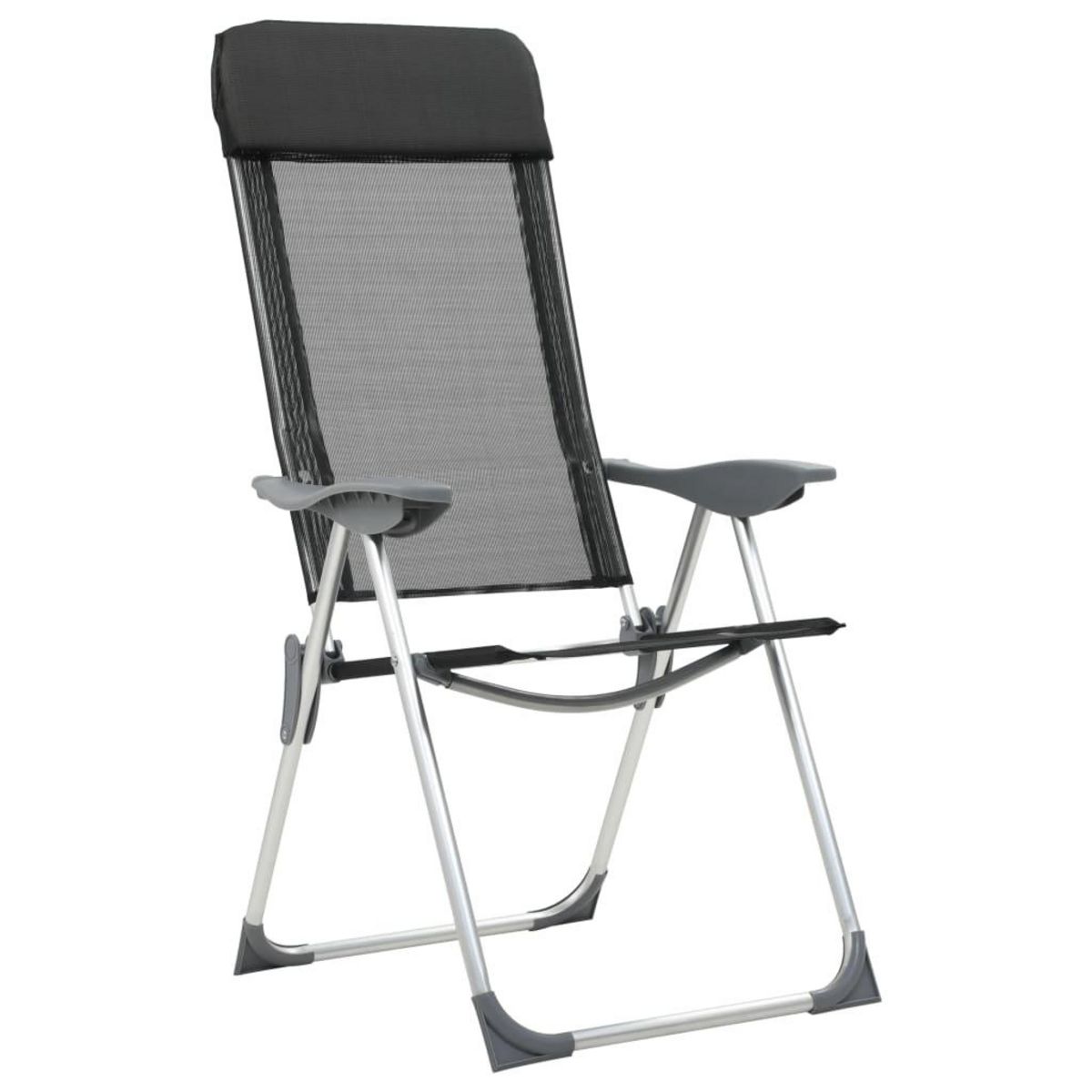 VIDAXL Chaises pliables de camping lot de 4 Noir Aluminium