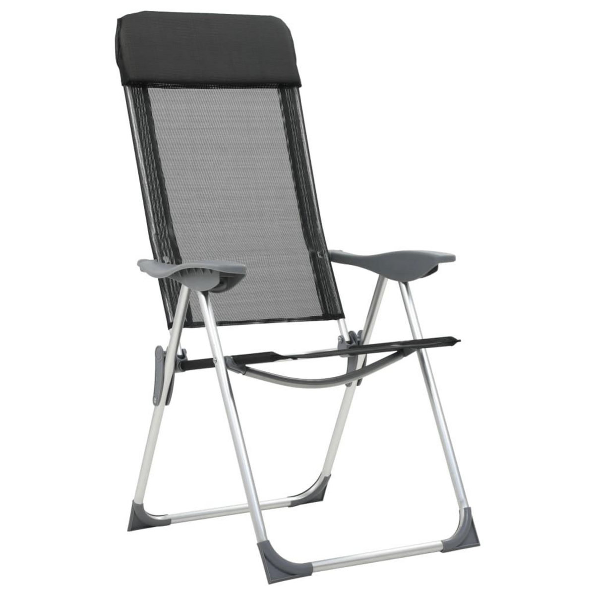 VIDAXL Chaises pliables de camping lot de 4 Noir Aluminium