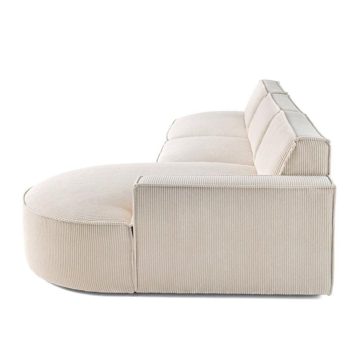 LISA DESIGN Spiaggia - canapé d'angle droit - forme arrondie - 5 places - en velours côtelé