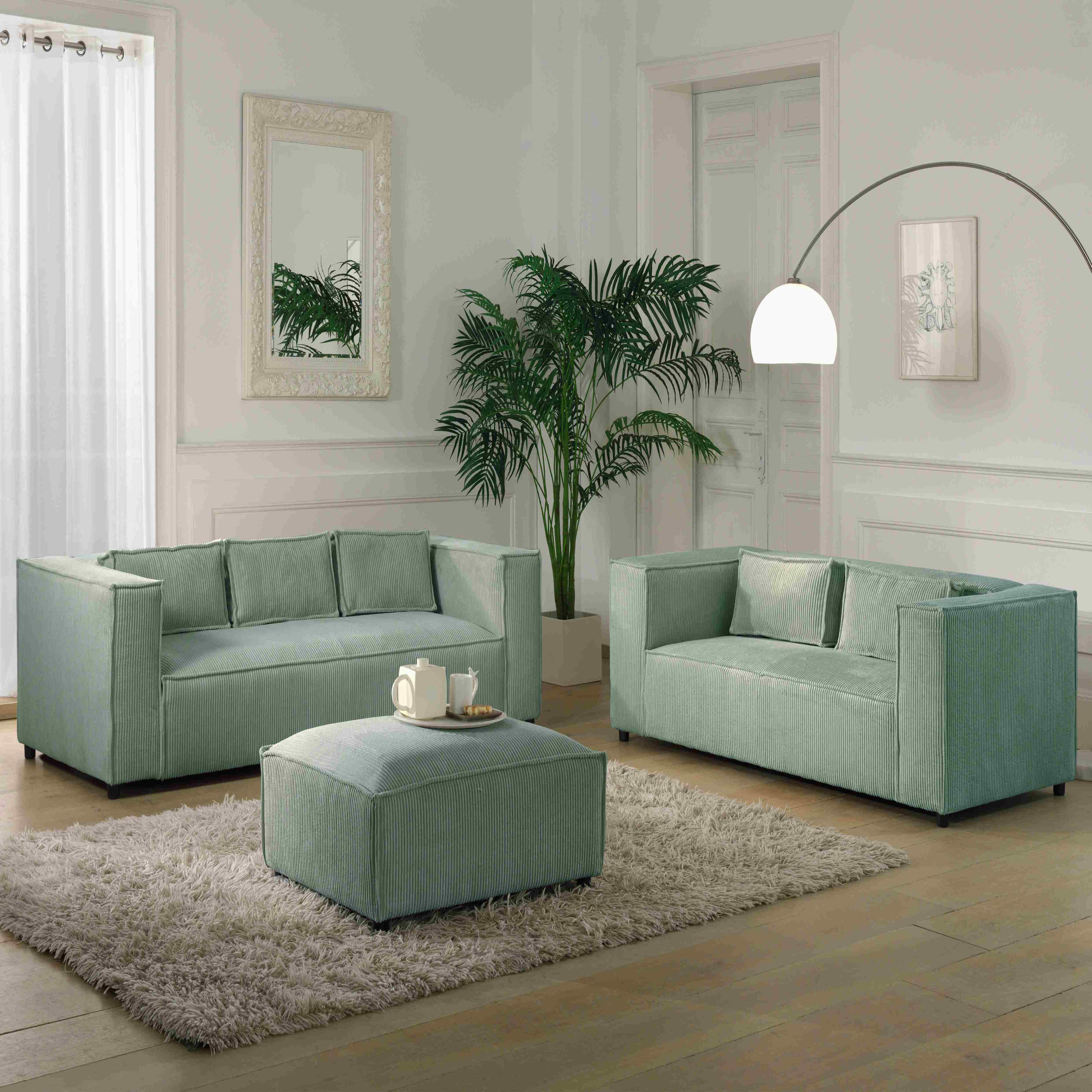 Voir la diapositive 4 : LISA DESIGN Stella - canapé fixe 3 places - en velours côtelé - style contemporain