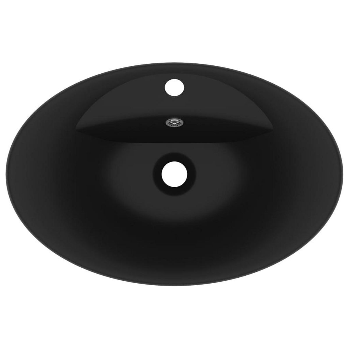 VIDAXL Lavabo ovale de luxe a trop-plein Noir mat 58,5x39 cm Ceramique