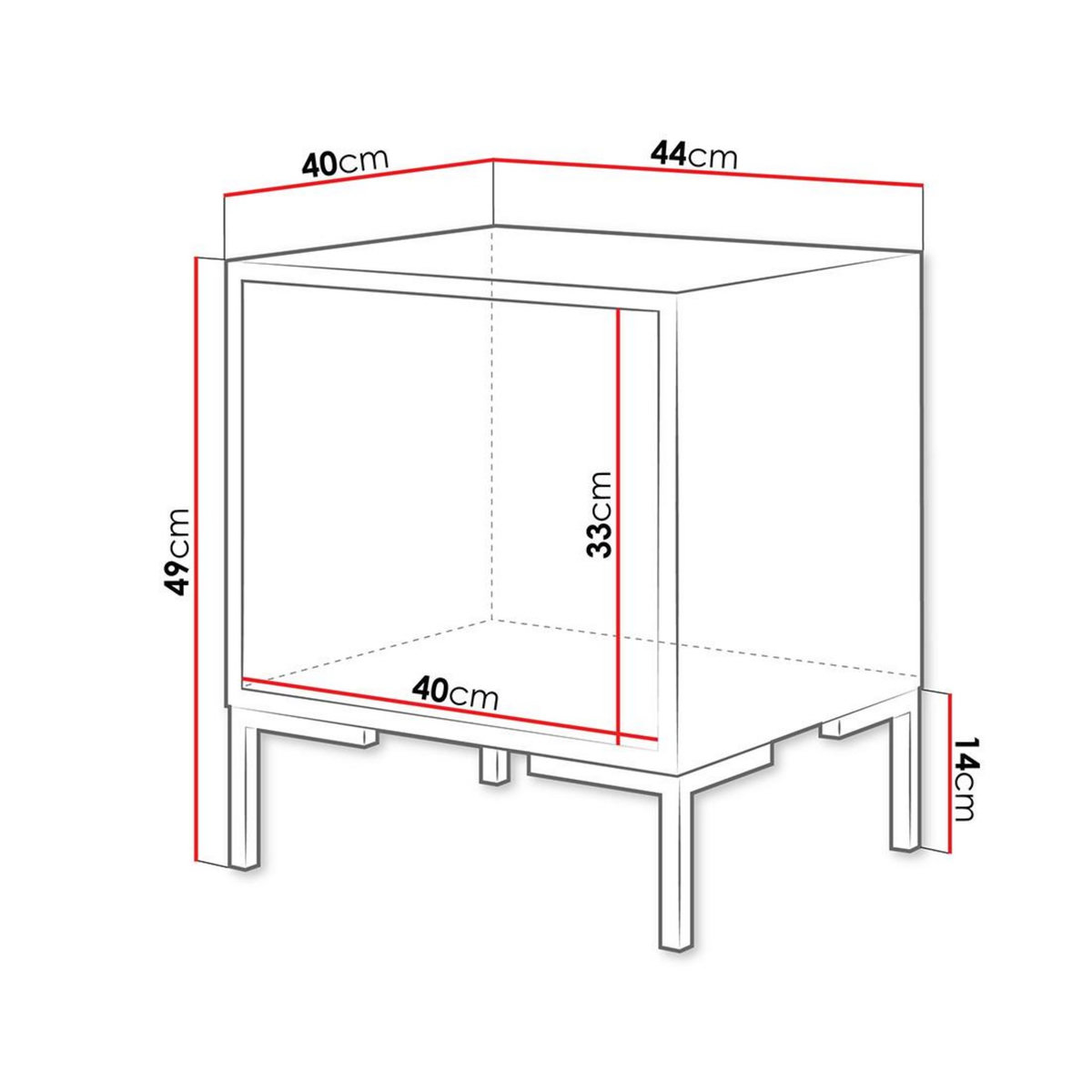 BEST MOBILIER Cambridge - lot de 2 tables de chevet - effet bois et noir - 44 cm