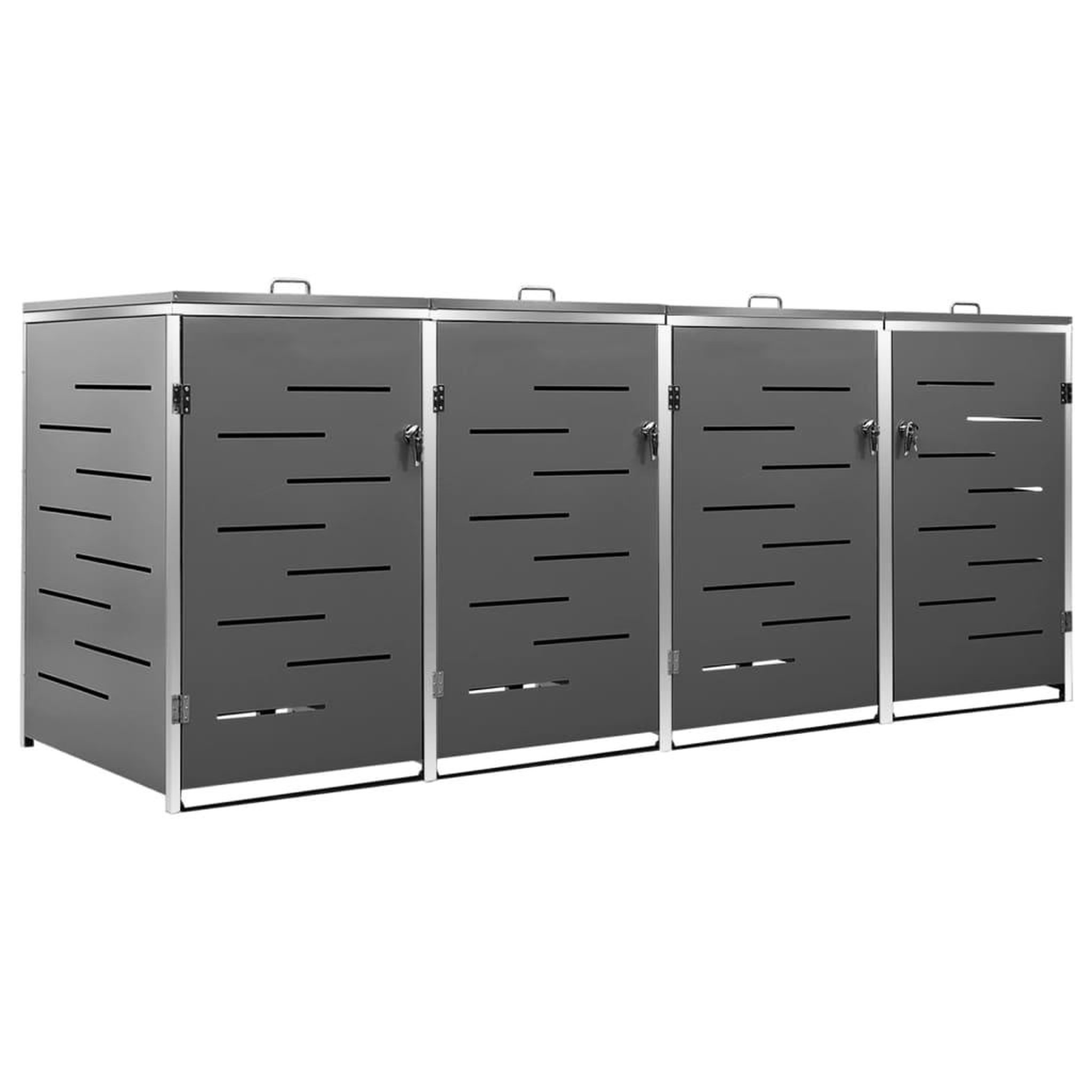 Voir la diapositive 2 : VIDAXL Abri pour quatre poubelles 276,5x77,5x112,5 cm Inox