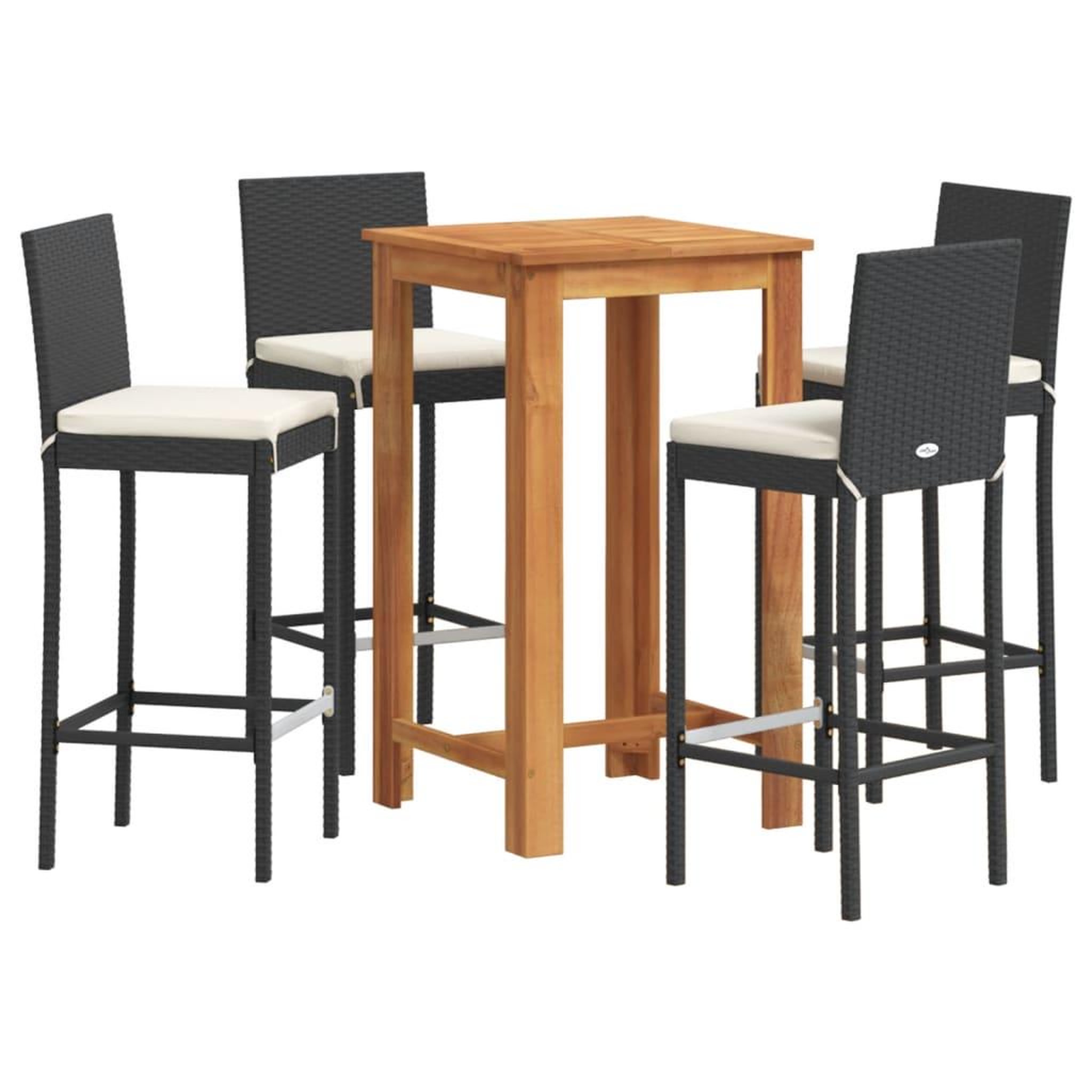 Voir la diapositive 2 : VIDAXL Ensemble de bar de jardin 5 pcs noir bois massif acacia rotin