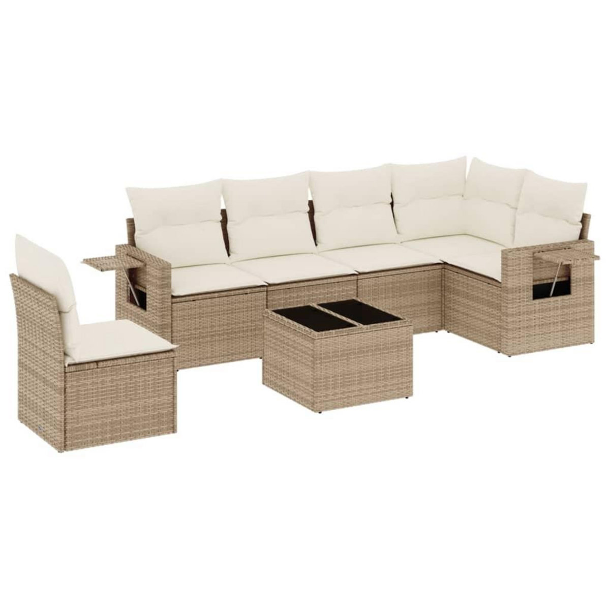 VIDAXL Salon de jardin avec coussins 7 pcs beige resine tressee