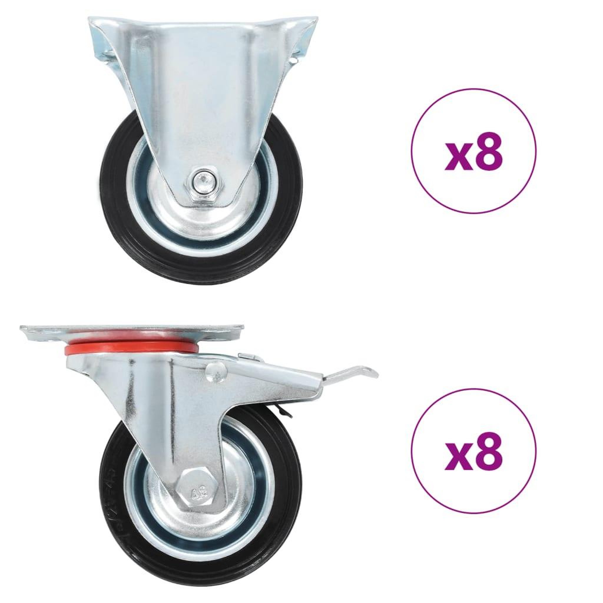 VIDAXL 16 pcs Roulettes 75 mm