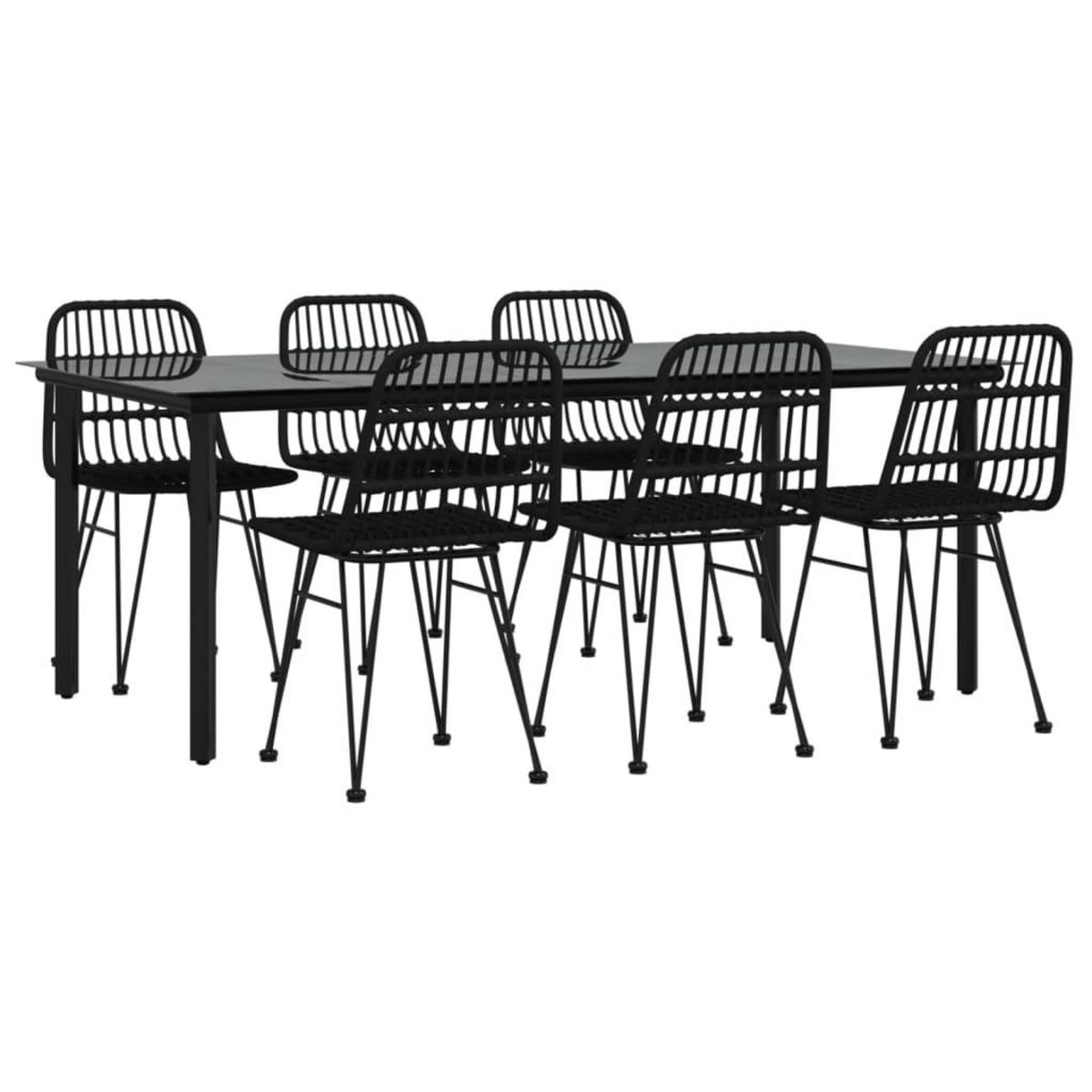 VIDAXL Ensemble a manger de jardin 7 pcs Noir Resine tressee