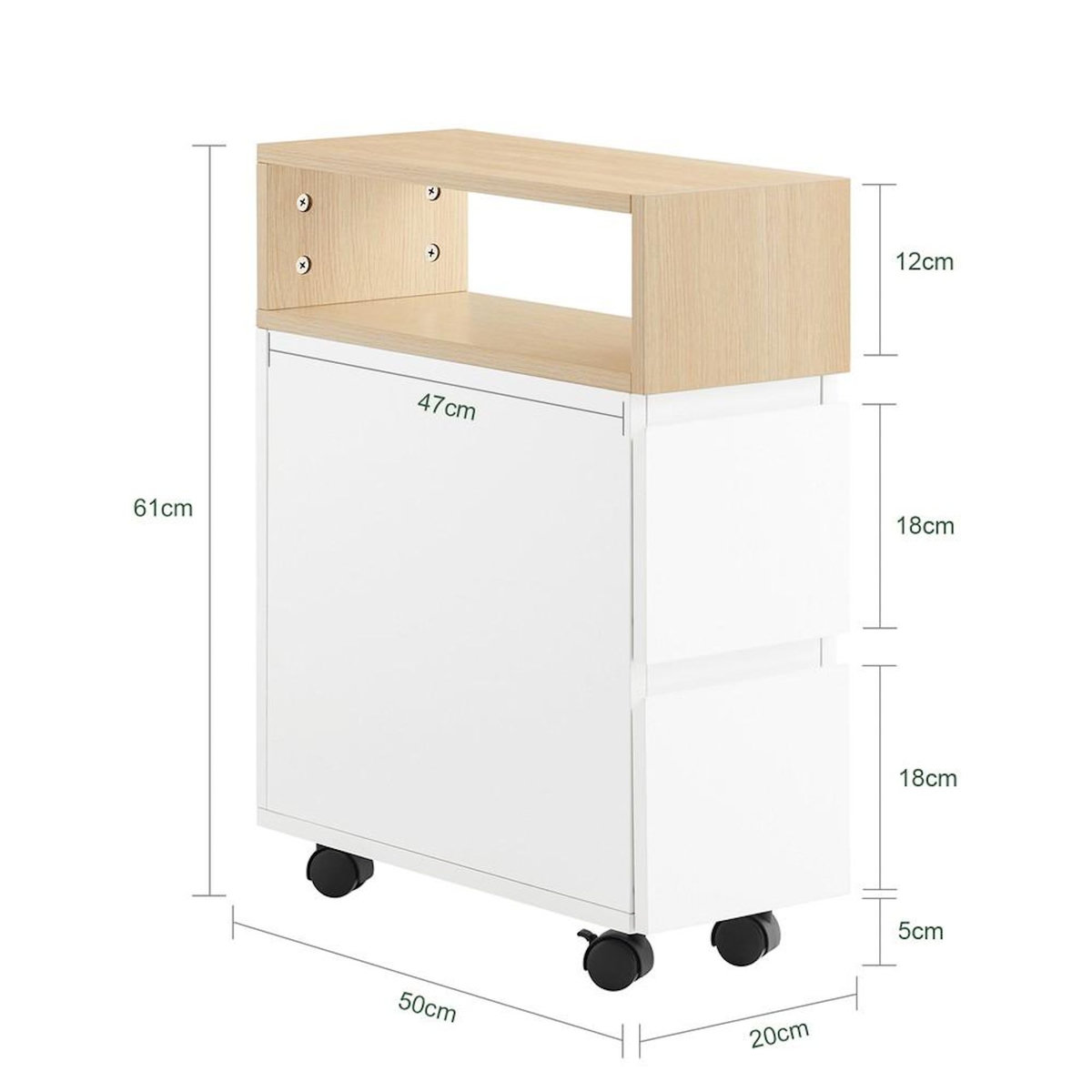 SOBUY SoBuy - Table De Chevet à 2 tiroirs - Blanc - 50x20x61cm - Nordique - FBT155-NW