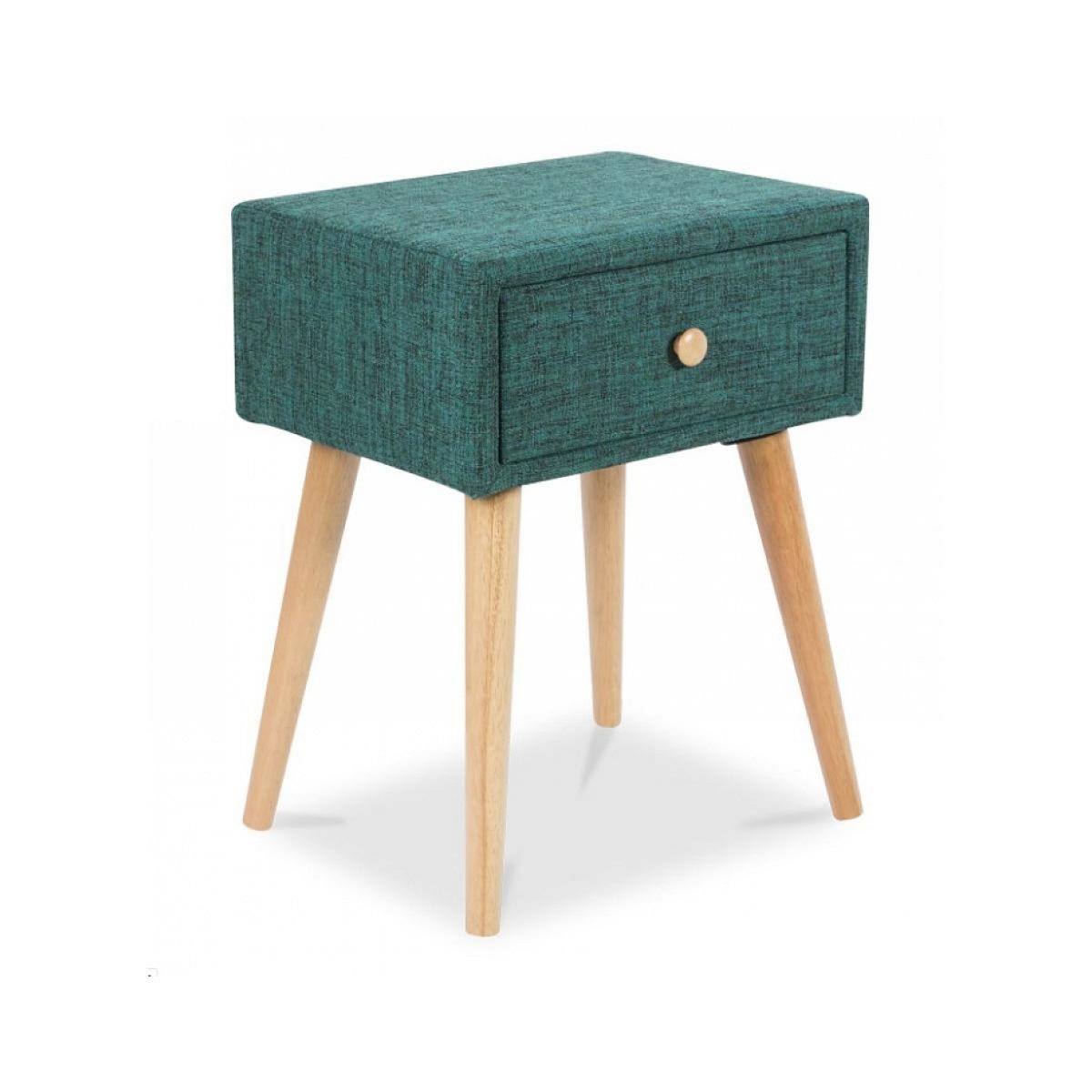 HomeStyle4U Table de nuit moderne en tissu turquoise avec tiroir