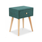 HomeStyle4U Table de nuit moderne en tissu turquoise avec tiroir