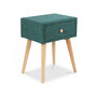 Voir la diapositive 1 : HomeStyle4U Table de nuit moderne en tissu turquoise avec tiroir
