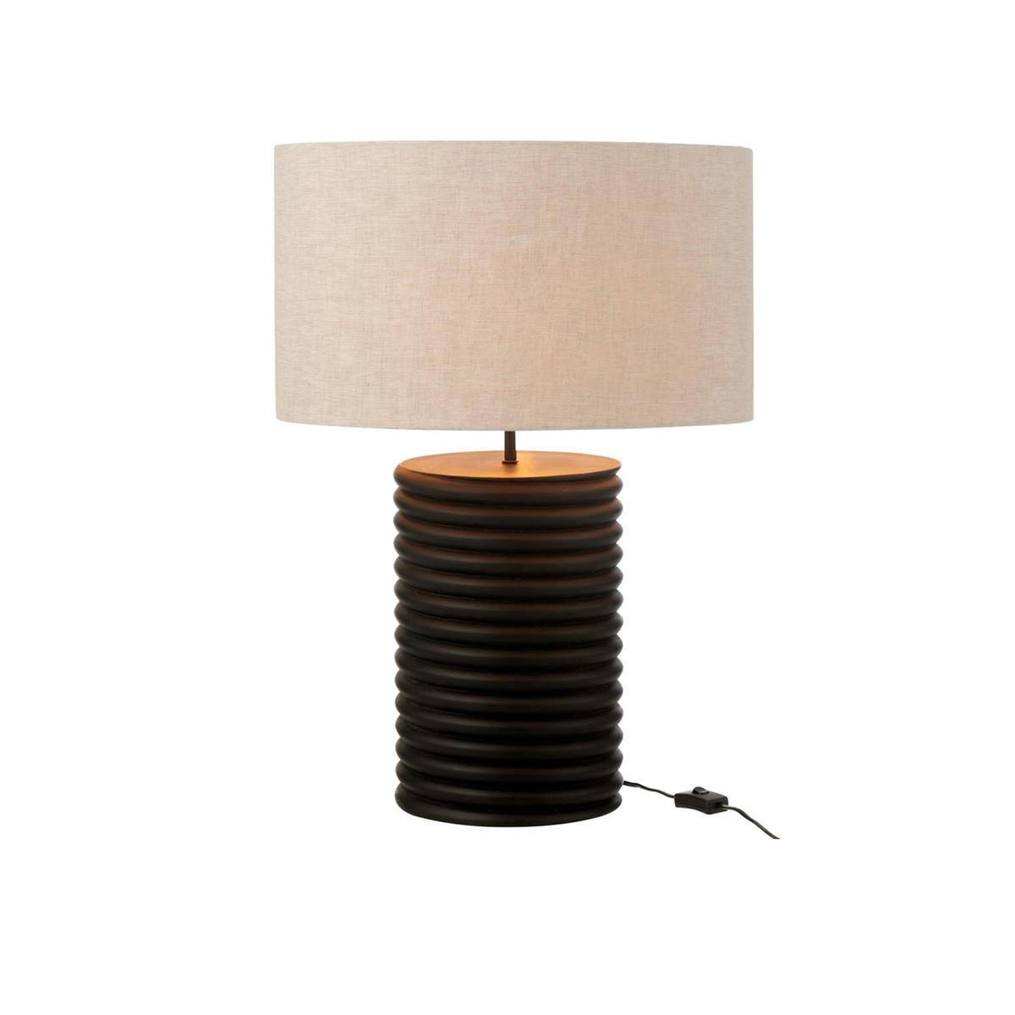 Voir la diapositive 2 : J-LINE Lampe à poser filetage en bois  ailanthus  70cm noir