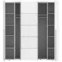 MARKET24 Armoire NARAGO - Décor Blanc mat - 2 portes coulissantes + 2 portes battantes + 2 penderies - L200 x P61 x H210 cm