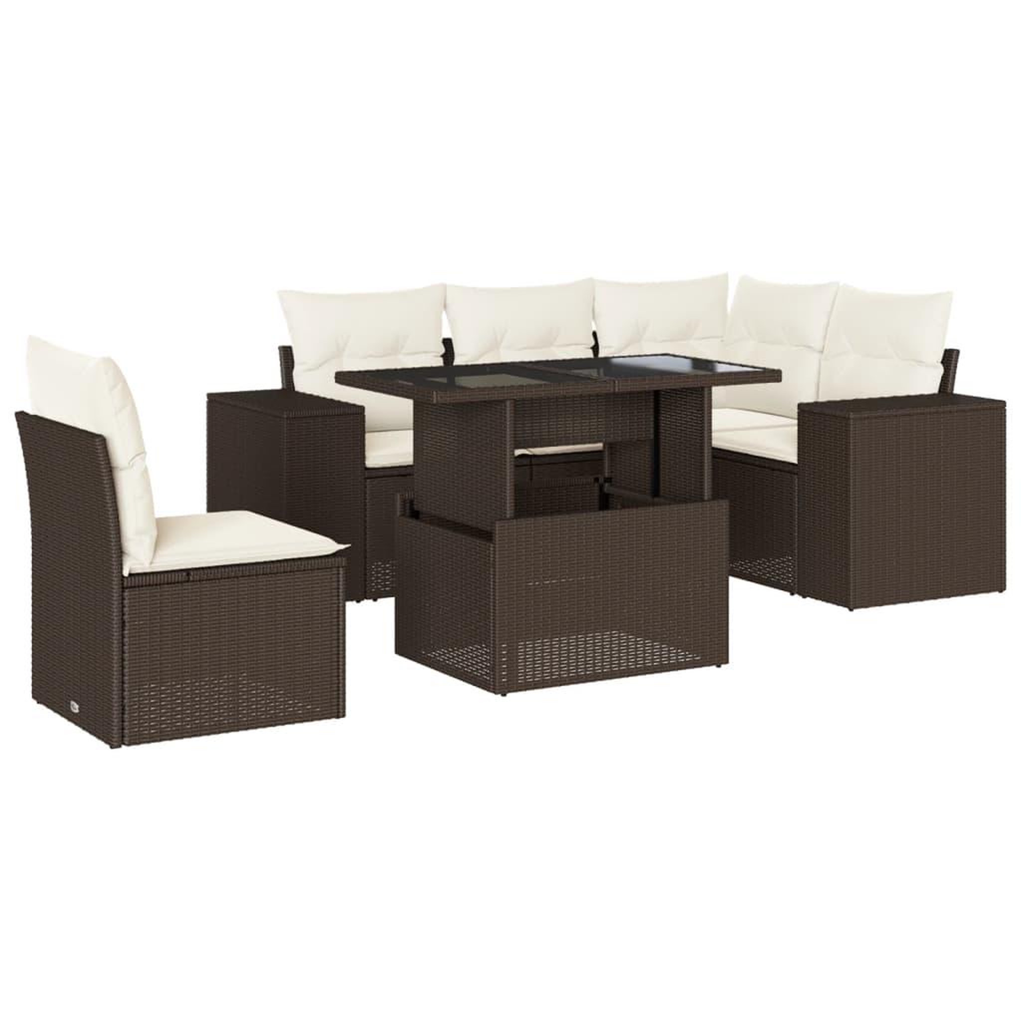 Voir la diapositive 2 : VIDAXL Salon de jardin avec coussins 6 pcs marron resine tressee