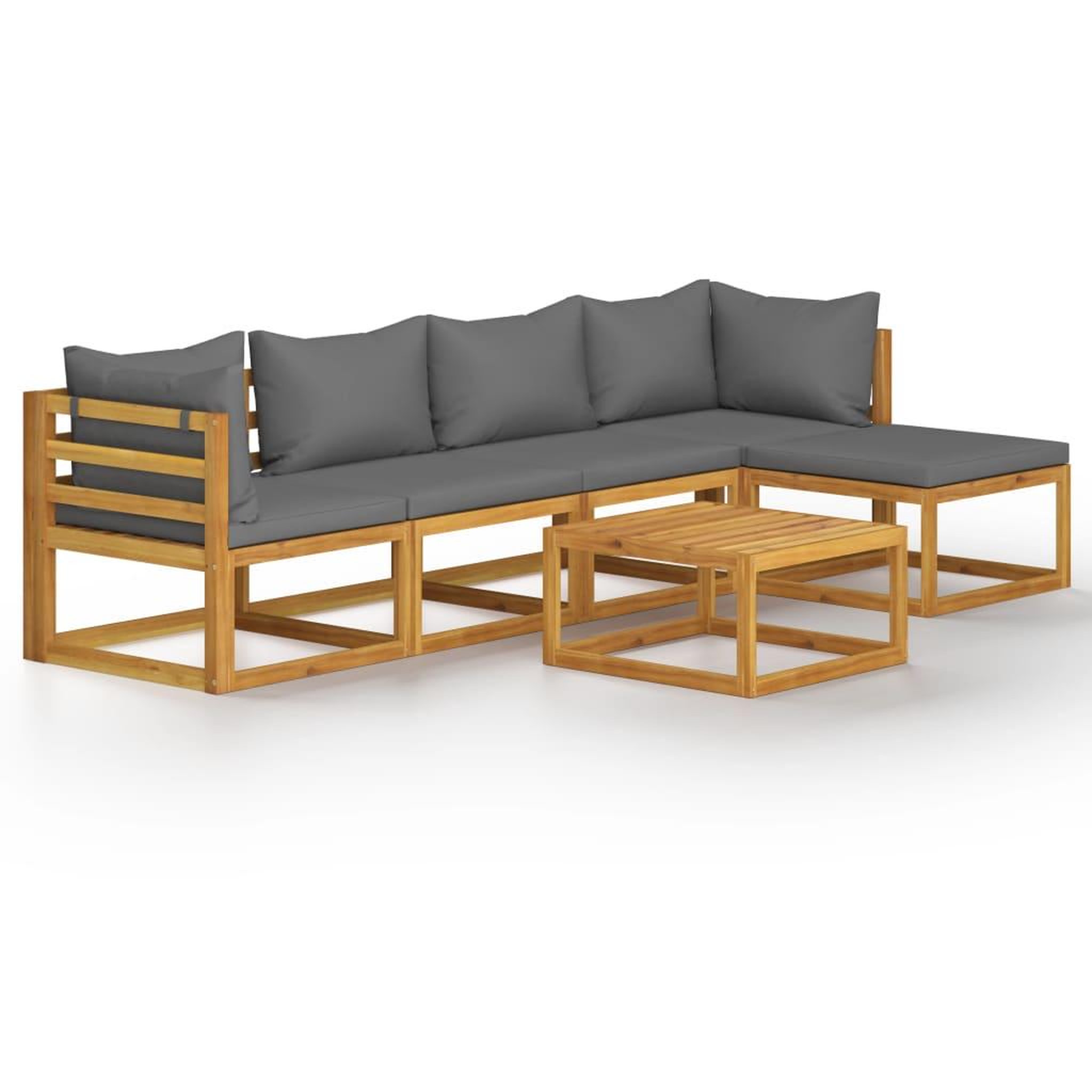 Voir la diapositive 2 : VIDAXL Salon de jardin 6 pcs avec coussin Bois d'acacia solide