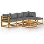 Voir la diapositive 2 : VIDAXL Salon de jardin 6 pcs avec coussin Bois d'acacia solide
