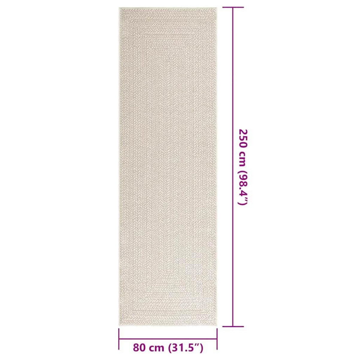 VIDAXL Tapis ZIZUR creme 80x250 cm aspect de jute interieur exterieur