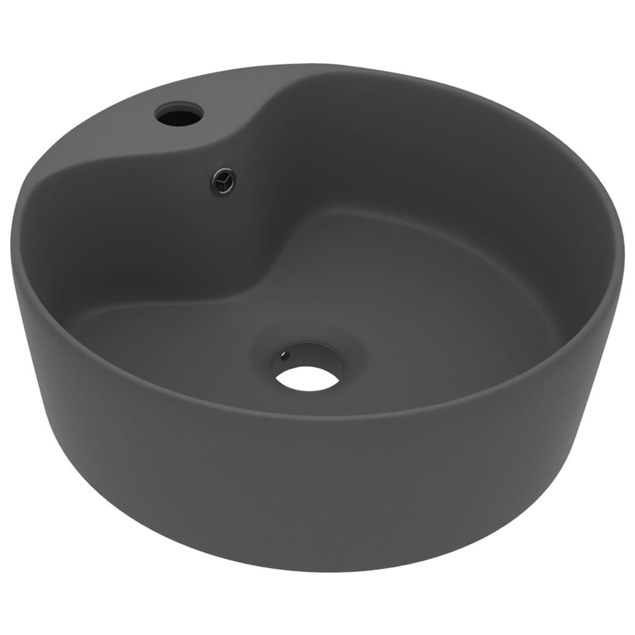 Voir la diapositive 2 : VIDAXL Lavabo de luxe avec trop-plein Gris fonce mat 36x13cm Ceramique