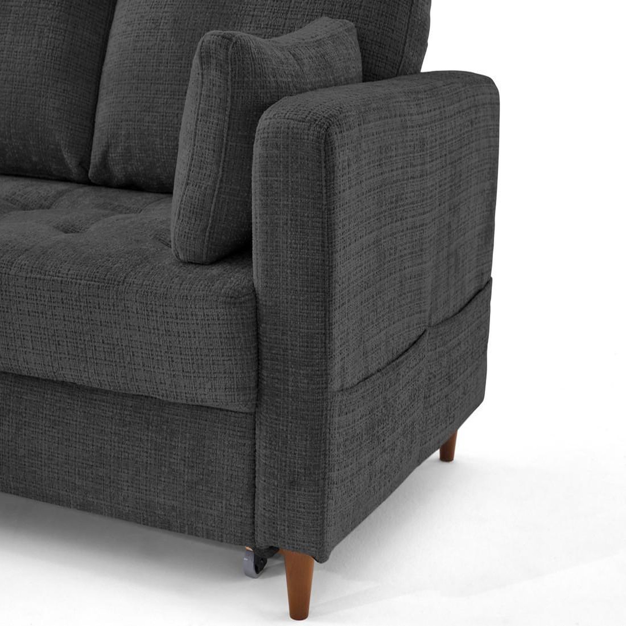 Voir la diapositive 6 : BEST MOBILIER Anna - canapé d'angle gauche 5 places convertible en velours texturé