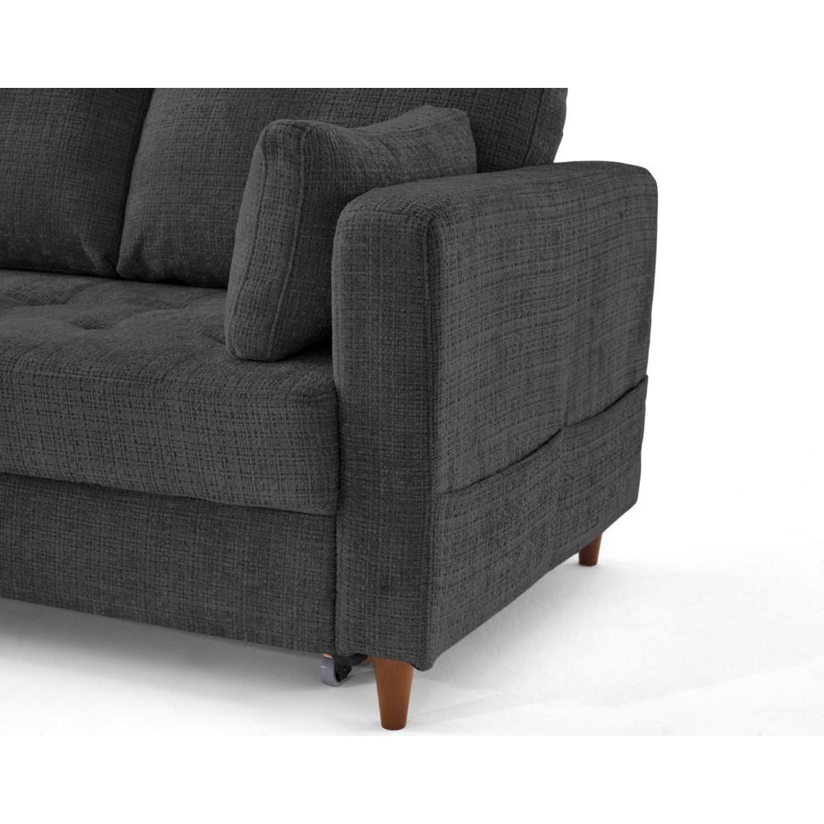 LISA DESIGN Anna - canapé d'angle gauche 5 places convertible en velours texturé