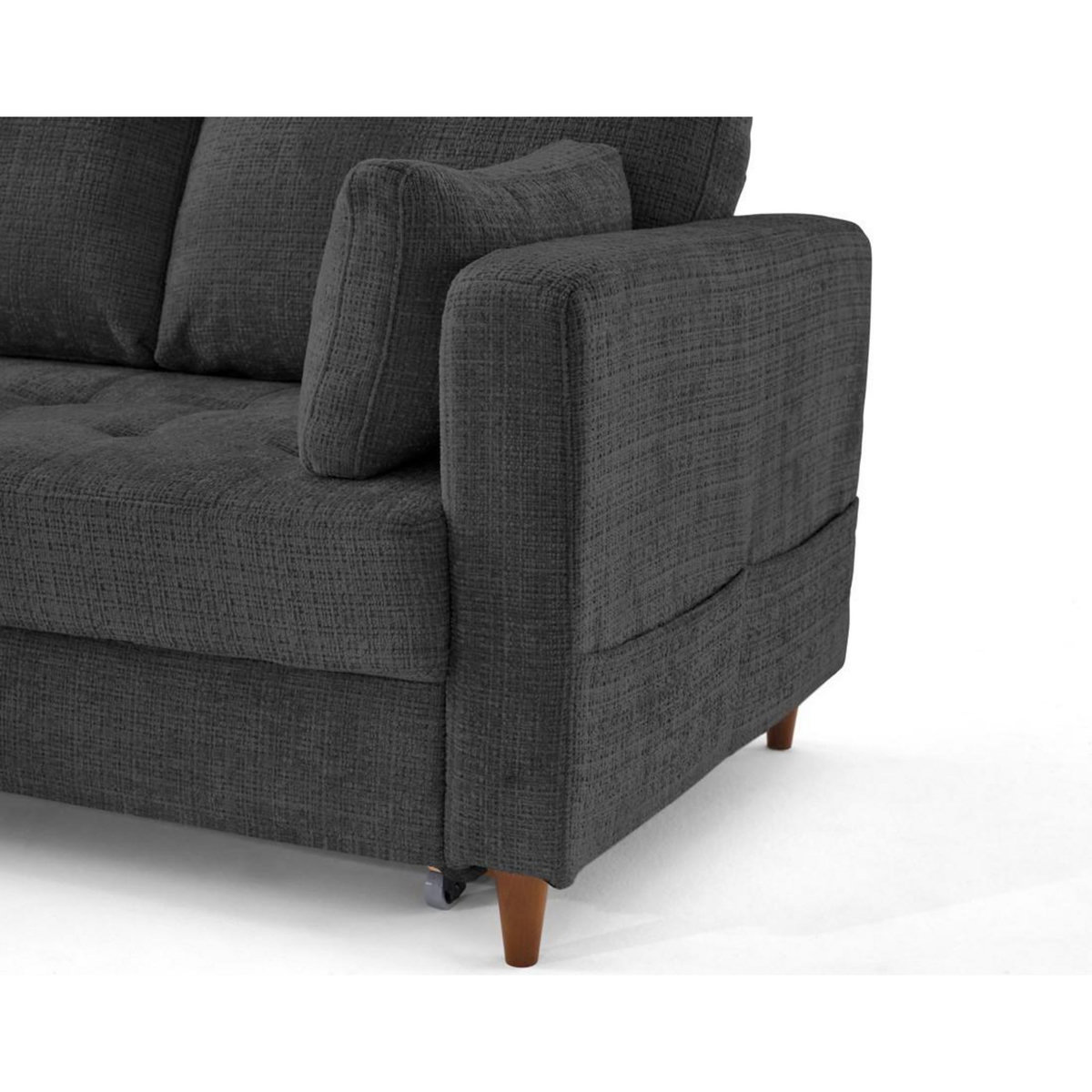 LISA DESIGN Anna - canapé d'angle gauche 5 places convertible en velours texturé