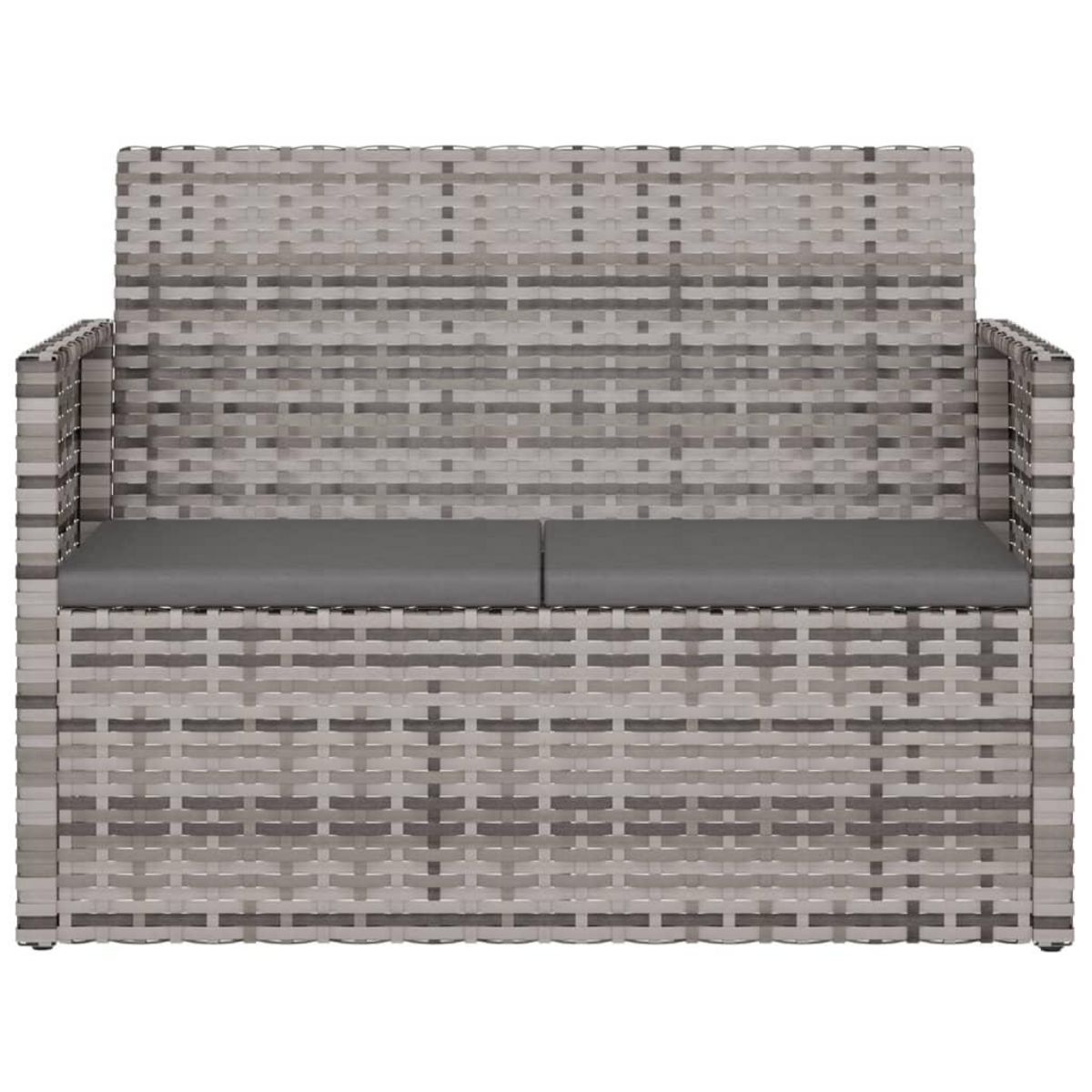 VIDAXL Banc de jardin avec coussins Gris 105 cm Resine tressee