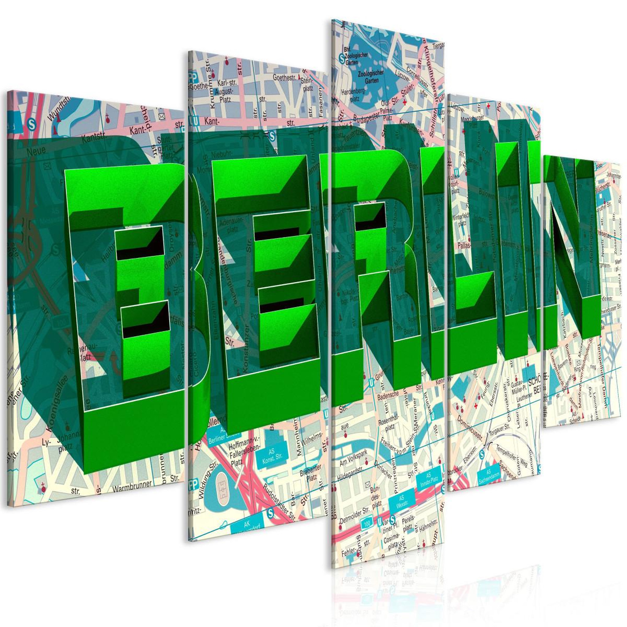 Voir la diapositive 1 : Paris Prix Tableau Imprimé 5 Panneaux  Green Berlin Wide