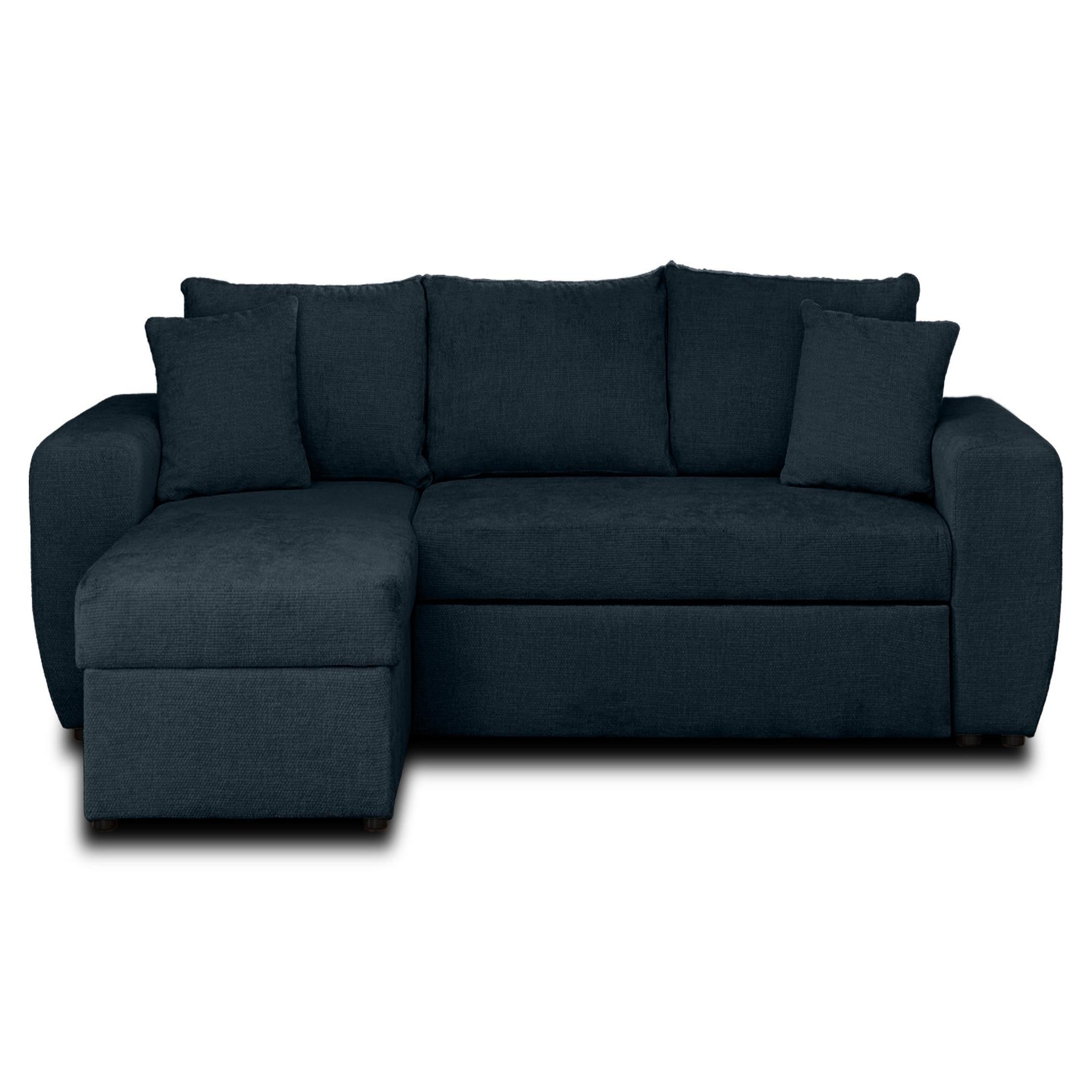 Voir la diapositive 1 : BEST MOBILIER Milan - canapé d'angle réversible 4 places - convertible avec coffre - en velours texturé
