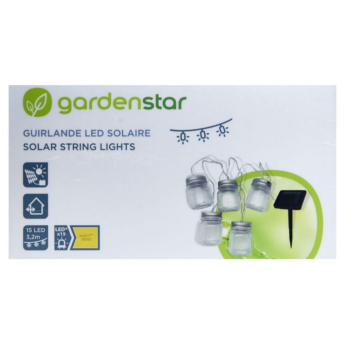 GARDENSTAR Guirlande lumineuse en verre solaire 