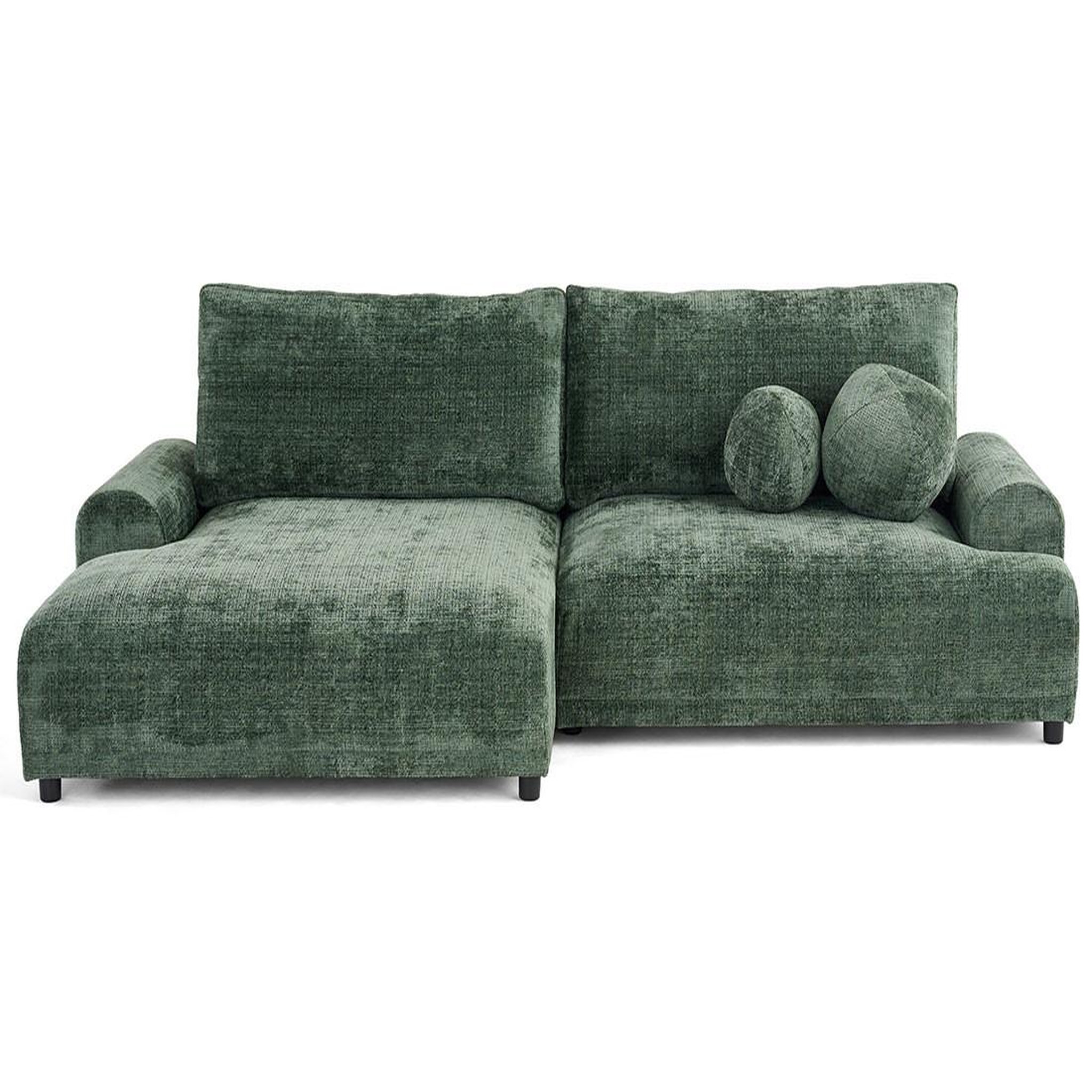 Voir la diapositive 1 : BEST MOBILIER Nelly - canapé d'angle gauche 4 places convertible avec coffre en velours texturé