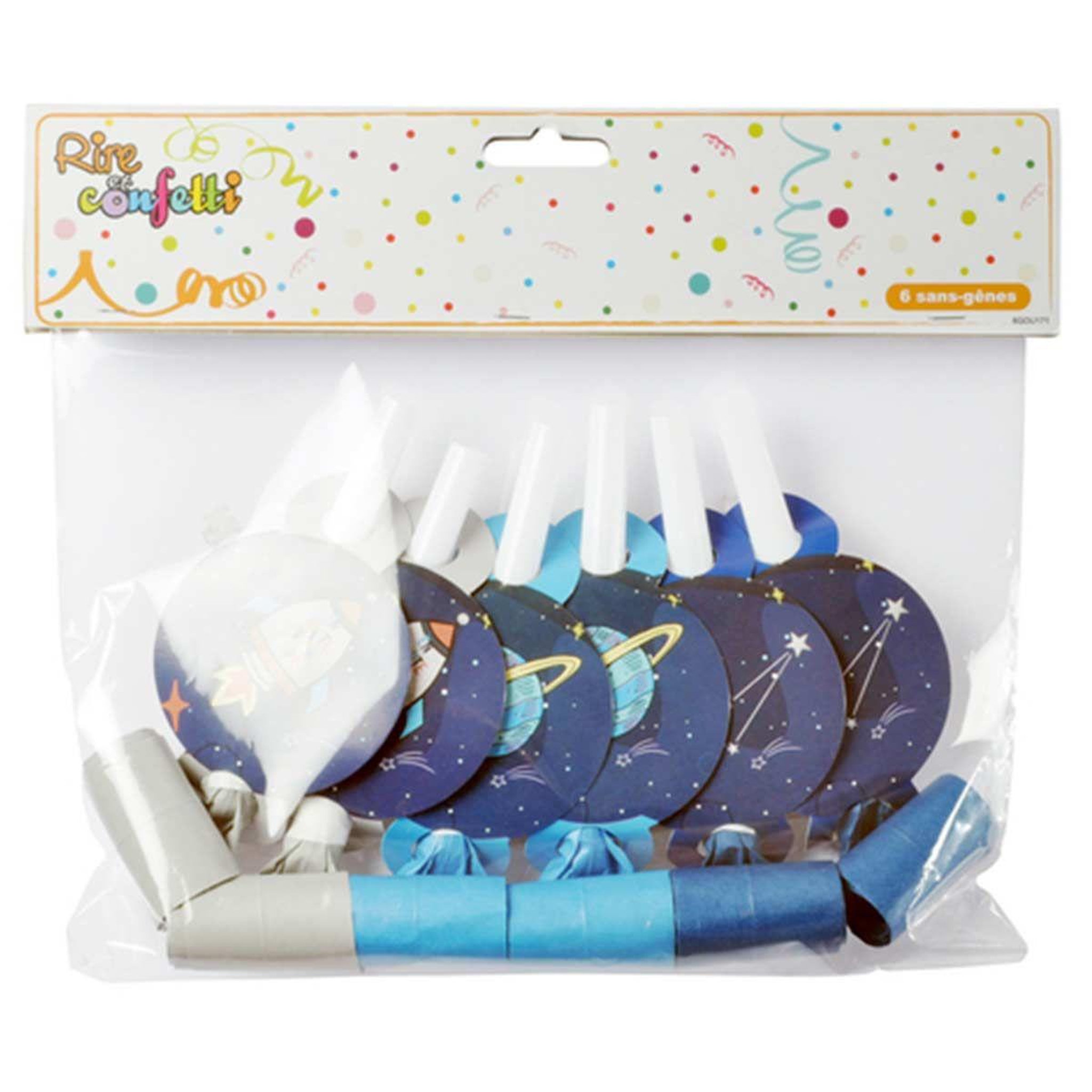 Voir la diapositive 2 : HOMEA Lot de 6 Sans-Gênes Papier  Espace  11cm Bleu