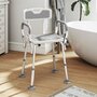 Voir la diapositive 2 : HOMCOM Chaise de douche siège de douche ergonomique hauteur réglable pieds antidérapants charge max. 136 Kg alu HDPE blanc gris